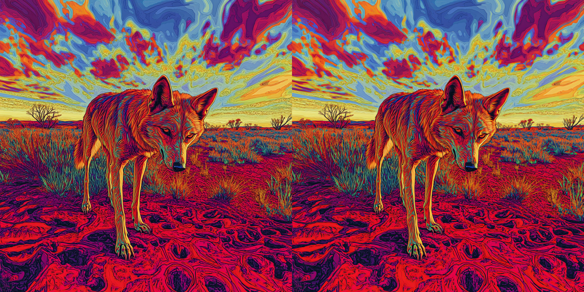 Aussie Wolf Watching You Artwork